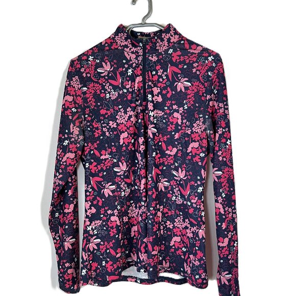 Callaway Weatherseries Sweaters - Vibrant Floral Performance Top  Thumbholes + Zip Front